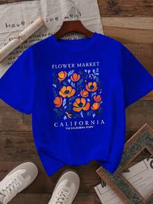 Camiseta de mujer de manga corta, cuello redondo, casual de verano - Multicolor - Ver 6