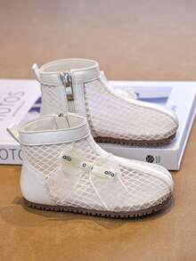 1 đôi sandal lưới buộc nơ đính ngọc trai cho bé gái, kiểu dáng thanh lịch Pháp, phù hợp cho trẻ mới biết đi và trẻ nhỏ mặc hàng ngày vào mùa hè. - Màu be - Xem 4