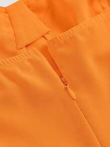 Vestido con abertura y lazo floral - Naranja - Ver 4