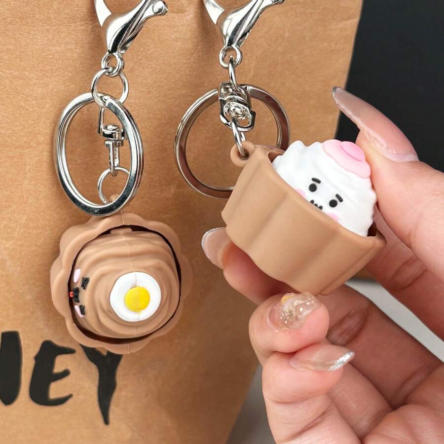 1pc Cartoon Cake Keychain, Cute Stress Relief Toy, Creative Gift