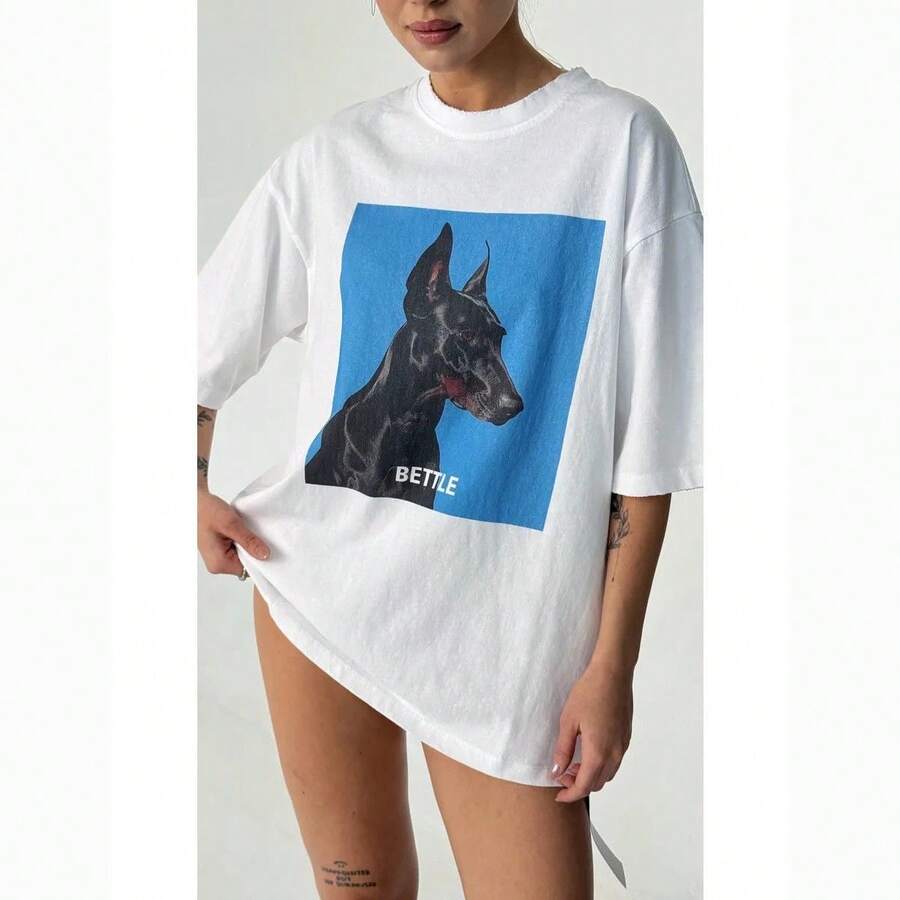 Camiseta de manga corta 100% algodón, estilo europeo y americano de verano, moderna y a la moda, ropa exterior de nicho, top Hiphop que realza la figura. - Blanco - Ver 1