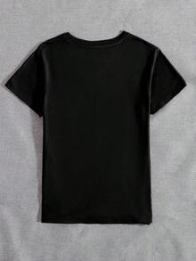 LUNE Camiseta de cuello redondo con estampado de mariposa - Negro - Ver 2