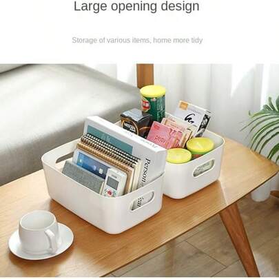 6pcs Desktop Organizer Storage Boxes, Plastic Containers For Home, Kitchen, Office, Shelves, Cabinet And Under Sink Organization
