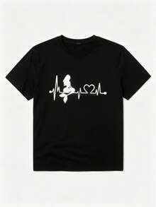 Pack camisetas mujer, camisetas Prenda individual, no un conjunto de 3 piezas, 1 piezas/set de camisetas de manga suitable for streetwear, Top oversized cuello redondo daily outings, camping, concerts, hip-hop, rock, and rap events cómodas, ropa casual mujer, camisetas manga corta, moda femenina, prendas versátiles, estilos modernos. - Negro - Ver 2