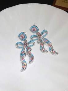 2pcs Luxury Shiny Elegant Earrings, Versatile Atmospheric Elegant Earrings Suitable For Banquets, Parties, Music Festivals - Multicolor - View 6