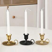 Metal Candle Holder Desktop Candlestick Ornament Candle Holder with Handle Centerpiece Festive Wedding Decoration - A2 - Ver 4