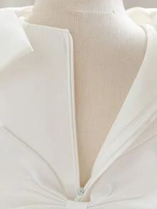 Baby Girls Sleeveless Back Bow Mesh Satin Elegant Flower Girl Dress For Party, Headband Not Included - White - View 10
