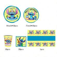 50pcs Cartoon Style Tableware Set [7 Inch Paper Plates, 9 Inch Paper Plates, Napkins, Paper Cups] - 10 Person Party Set, Suitable For Birthday Party, Wedding, Theme Party, Family Picnic, Back To School Season - Multicolor - View 2