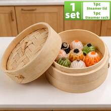 Single/Double Layer Bamboo Steamer Basket, Diameter 4.5"/5"/6"/7", Suitable For Pots And Pans, Simple And Easy-To-Use Steamer, Ideal For Steaming Dumplings/Vegetables, Healthy Oil-Free Cookware, Home Cooking Snacks, Light Meals, Single-Serving Cooked Food, Suitable For Single-Person Household Kitchen - View 20