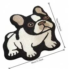 1pc Black & White French Bulldog Shaped Rug, Pink Bedroom Decor, Small Rug, Carpet, Home Decor, Living Room Carpet, Living Room Small Rug, Bedroom Rug, Living Room Home Decor, Outdoor Rug, Washable Rug - Multicolor 2 - View 5