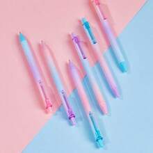 6/10 piezas Bolígrafo retráctil de tinta suave con degradado multicolor de 0,7 mm, práctico para oficina, estudio, escritura, regalo - Distribución mixta aleatoria - Ver 5