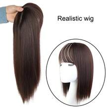 25cm Wig Piece Straight Hair Toppers Hairpiece Anti-Slip Clip In Women Bangs Fringe Natural Hair Extensions Wig - Black - View 7
