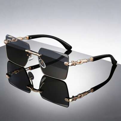 Nuevas gafas sin marco de metal con estampado de leopardo para hombres, una experiencia de uso fresca, accesorio decorativo adecuado para vacaciones, fiestas al aire libre, vacaciones