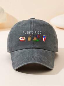 Women's Puerto Rico Style Graphic Print Baseball Cap, Vintage Washed Distressed Baseball Hat, Adjustable Outdoor Sun Protection Cap, Casual Hat For All Seasons, Truck Driver Cap, Youth Cap, Beach Hat, Soft And Comfortable (Multiple Color Options) Suitable For Daily Use And Sports,Holiday,Travel - Puerto Rico Style 2 - View 14