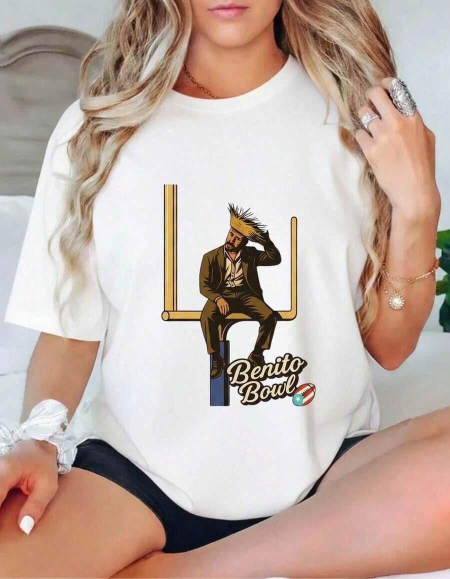 Benito Bowl 2026 Jersey, American Football Jersey, Bad Game Day Bunny Jersey, Puerto Rico Fan Jersey | Exquisite Design | Loose And Comfortable | Easy To Match | - 白色 2 - 查看 1