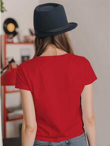 Tallas Grandes, Camisetas Estampadas de Sandía para Mujer de Tallas Grandes, Tops Casuales de Manga Corta con Cuello Redondo para Primavera y Verano, Ropa de Tallas Grandes para Mujer, Ropa de Moda - Rojo - Ver 6