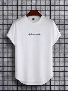 Camisetas Manfinity Homme para Hombre, Cuello Redondo, Manga Corta, con Eslóganes, Estilo Casual - Blanco - Ver 3