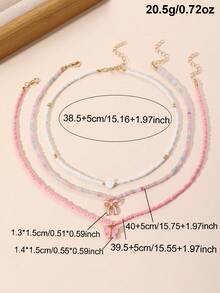 Set de 3 collares para niñas con cuentas, mariposa y corazón - Multicolor - Ver 5