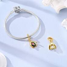 1 Mặt dây chuyền hình bọ cánh cứng mạ vàng 18k cầu vồng đang thịnh hành, phù hợp với vòng tay kiểu Châu Âu, mang phong cách thiên nhiên may mắn, là món quà hoàn hảo cho những người yêu thích côn trùng. - Bạc - Xem 2