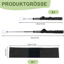 Diese von 39 bis 66 cm ausziehbare Golf-Trainingshilfe wird mit einem Trainingsgurt geliefert und eignet sich für Aufwärmübungen und Haltungskorrekturen zur Verbesserung von Schwungflexibilität und -stabilität. Sie ist ideal für das Training zu Hause, auf der Driving Range und im Freien. - Schwarz - Übersicht 2