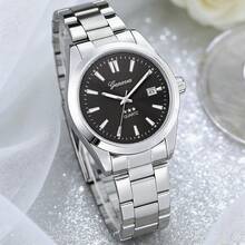Jam Tangan Pria dengan Tali Paduan Logam dan Dial Kalender, Satuan Jam Tangan Tanpa Kotak, Cocok untuk Olahraga, Bisnis, Pakaian Kasual, dan Individu Sukses - Perak - View 5