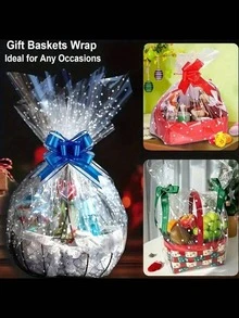 1 Roll Transparent Glass Paper With White Polka Dot Pattern, Extra Wide And Thick Transparent Gift Wrapping Film, Suitable For Snacks, Gifts, Fresh Flowers, Holidays And Valentine's Day Packaging, Gift Basket Wrapping Paper Film, Applicable For Baskets, Bouquets, Gifts, Handicrafts And Holiday Celebrations - Multicolor - View 8