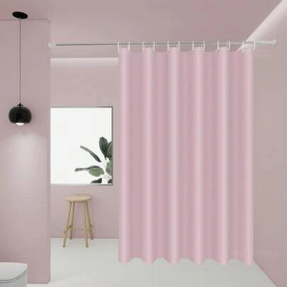 1pc Romantic Light Pink Bathroom Curtain, Waterproof Bathroom Divider, Also Can Be Used As Decorative Shielding, Comes With Hanging Rings