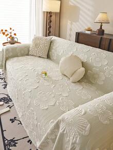 1pc Bohemian Style Cooling Ice Silk Sofa Cover, Pet Friendly Anti-Slip Anti-Dirty Anti-Scratch, Machine Washable, Suitable For All Seasons, Can Be Used For Outdoor Sofa Lounge, Fits 1/2/3/4 Seat Sofas - Green - View 5