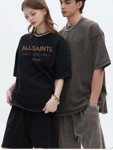 hombres y mujeres100% algodónCamiseta de ujer Estilo Vintage con Estampado Gráfico Allsaint ondon, Ropa Casual para Primavera y Otoño, Regalo Perfecto para Amantes de la oda - Negro - Ver 4