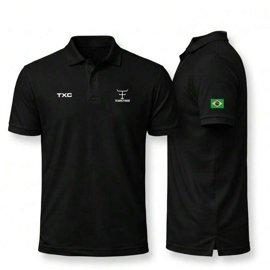 Men's Polo Shirt, Texas Country T-Shirts, Men's Blouses - 黑色 - 查看 1
