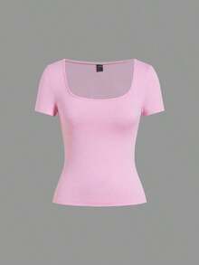 Set de 3 camisetas de punto para mujer, multicolor, camisetas básicas de primavera/verano para mujer, tops ajustados básicos, paquete de tops básicos, tops básicos para mujer, tops de ajuste ceñido, tops básicos, tops de mujer de cuello cuadrado, tops de verano para mujer, tops de manga corta para mujer, tops de verano para mujer, camisetas de mujer - Multicolor 6 - Ver 11