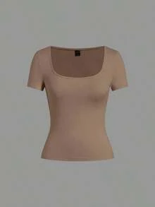 Set de 3 camisetas de punto para mujer, multicolor, camisetas básicas de primavera/verano para mujer, tops ajustados básicos, paquete de tops básicos, tops básicos para mujer, tops de ajuste ceñido, tops básicos, tops de mujer de cuello cuadrado, tops de verano para mujer, tops de manga corta para mujer, tops de verano para mujer, camisetas de mujer - Multicolor 8 - Ver 4