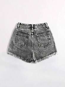 Pantalones cortos vaqueros casuales, estilo minimalista para uso diario - Gris Claro 3 - Ver 2