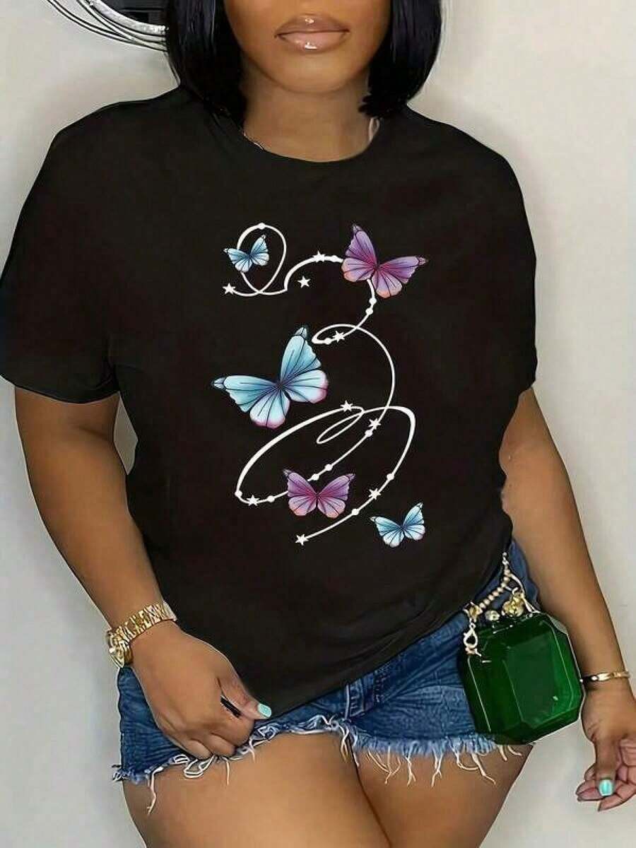 1pc Camiseta informal de cuello redondo de algodón para mujer Camiseta deportiva para mujer Camiseta para hombre Camiseta para parejas Regalo de San Valentín Regalo de cumpleaños Regalo de Navidad Camiseta unisex Transpirable, suave, para deportes al aire libre, manga corta, apta para todas las estaciones, 100 % algodón puro. - Negro - Ver 1