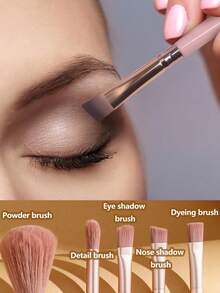 5pcs Customized Mini Makeup Brush Set, Can Customize Name/Text/Logo, Includes Mirror, Portable Eyeshadow Brush Set, Personalized Travel Makeup Brush Set, All-In-One Eye Makeup Brush Set (For Eyeshadow, Blush, Contour, Etc.) - one-size - View 4
