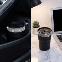 Luxury Rhinestone Car Coin Organizer, Sparkling Rhinestone Design, High-Quality Material Wear-Resistant And Scratch-Resistant, Multi-Compartment Coin Storage, Convenient Access During Driving, Enhances Car Interior Style - Car Diamond-encrusted Coin Box - View 8
