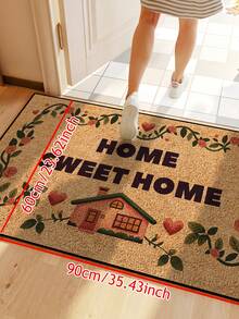 1pc Interesting Small House "Sweet Home" Pattern Welcome Doormat, Yellow Graphic Minimalist Style Short Plush Quick-Dry Non-Slip Washable Entrance Mat, Suitable For Kitchen, Bathroom, Dining Room, Hallway, Party, Gathering, New Year, All Seasons, Yard Decor - Orange - View 10