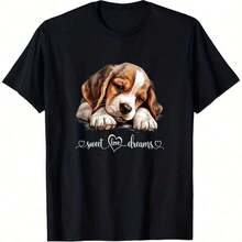 Camiseta unisex 100% algodón, camiseta gráfica de gran tamaño para mujer, camisetas de verano para mujer talla grande, camiseta de talla grande para mujer con estampado de cachorro Beagle - Linda camiseta para amantes de perros Beagle con estampado de cachorros Beagle y mamá y papá Beagle, camiseta de manga corta con cuello redondo suave de 180g (0XL-5XL) - Regalo para dueños de Beagle del mismo estilo para hombres y mujeres, camiseta de manga corta holgada y cómoda para el verano de 2025, top corto ajustado estilo Y2K, camiseta gráfica, camiseta casual para mujeres y hombres. - Negro - Ver 6