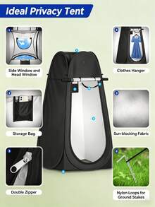Portable Toilet Set (Including Automatic Pop-Up Privacy Tent) - Extra Large Adult Camping Portable Toilet, Also Serves As Outdoor Shower And Changing Room; One-Click Quick Open, Washable Folding Design, Foldable Toilet Tent Set With Dedicated Storage Bag, Suitable For Camping/Hiking - Multicolor - View 4