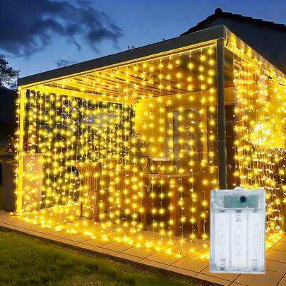 1 Set, Holiday LED Fairy Tale Decoration Lights, 8 Curtain Light Modes, Battery Powered, Suitable For Christmas, Halloween, Bedroom, Window, Wedding, Party Decoration
