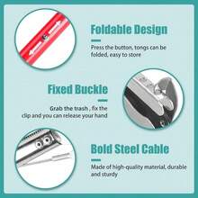 A Portable, Foldable Pickup Tool Featuring 304 Stainless Steel Claws-Ideal For Retrieving Litter, As Well As Catching Reptiles And Fish; Particularly Convenient For The Elderly. Gardening & Cleanup Grabber Set-Includes One Pickup Grabber And One Mesh Storage Bag. - Small - View 4