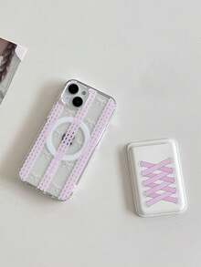 1 Pc, Bind Ins The Bowknot Is South Korea'ssmall Magnetic Suction Card Package Back Cardsets Of Leather Iphone17 Iphone17promax/Iphone16promax/Iphone15pro/Iphone14 Iphone13/12/11fit As A Family/Friend/Sister/Girlfriend's Valentine'sday Gift/Birthday Gift/Mother's Day Gift. - Pink - View 3