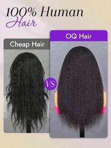 OQ Peluca de cabello humano de 18-30 pulgadas con densidad del 200%, cabello liso rizado, color negro natural, con línea del cabello previamente recortada y despejada, sin necesidad de pegamento, aspecto natural sin costuras para principiantes - S1 - Ver 10