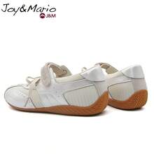 joy&mario 1 双女士白色玛丽珍运动鞋芭蕾平底鞋,轻便透气复古休闲鞋,配有魔术贴和系带设计,适合日常穿着和街头风格 - J&M - 米色 - 查看 7