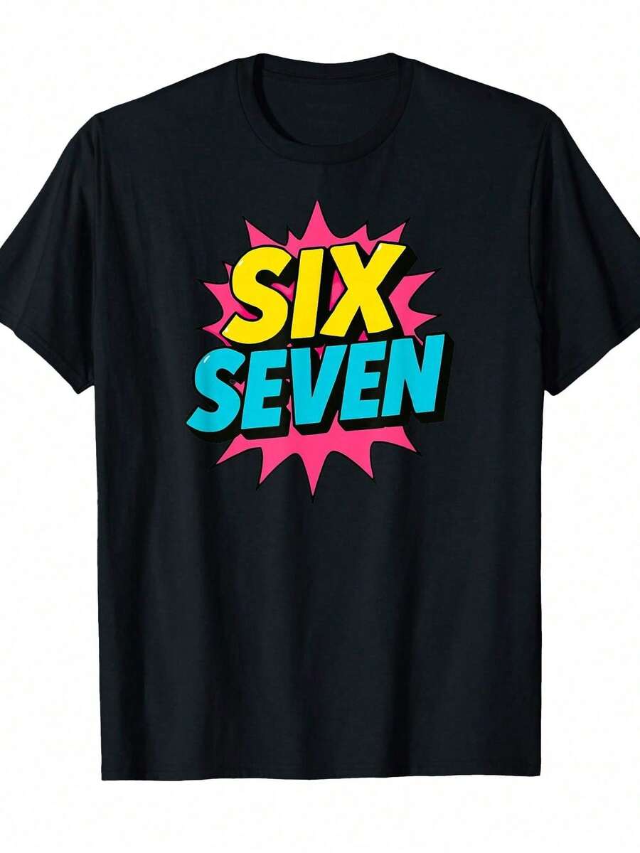 Camiseta Suave Casual Six Seven |     Diseños Divertidos, Precio Asequible, Cuello Redondo, Corte Regular, Manga Corta, Perfecta para Fin de Semana Casual, Para Todas las Estaciones, Fabricada y Enviada en Canadá - Negro - Ver 1