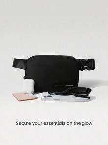 1L Zipper Everywhere Belt Bag Repellent Waist Crossbody Bags With Adjustable Strap  Spring Summer - 黑色 - 查看 7
