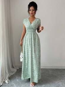 YHHElenzga Vestido con estampado floral elegante, adecuado para el uso diarioYHH - Verde - Ver 3