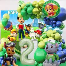 Green Paw Print Style Foil Number Balloons, Including Light Green, Green And Blue, Suitable For Birthday Party Decoration, Happy Birthday Balloon Set, Ideal For Adult Birthday Party Wall Decoration Balloon Set - View 20