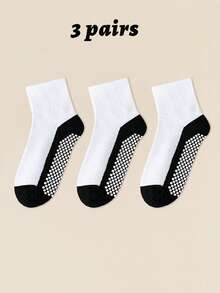 20/8/3 Pairs Classic Black White Gray Contrast Dot Non-Slip Children's Socks, Breathable Toddler Casual Crew Socks For Boys & Girls, Suitable For Spring Summer Autumn, Indoor/Outdoor Wear - Multicolor - View 36