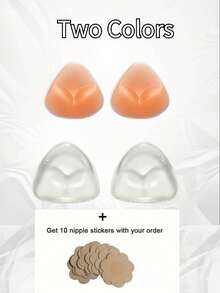2pcs/Set Silicone Triangle Bra Pads Enhancer - Elegant Solid Color, Hand Washable And Reusable For Swimwear Bikini, Non-Textile, 1 Pair - Multicolor - View 7
